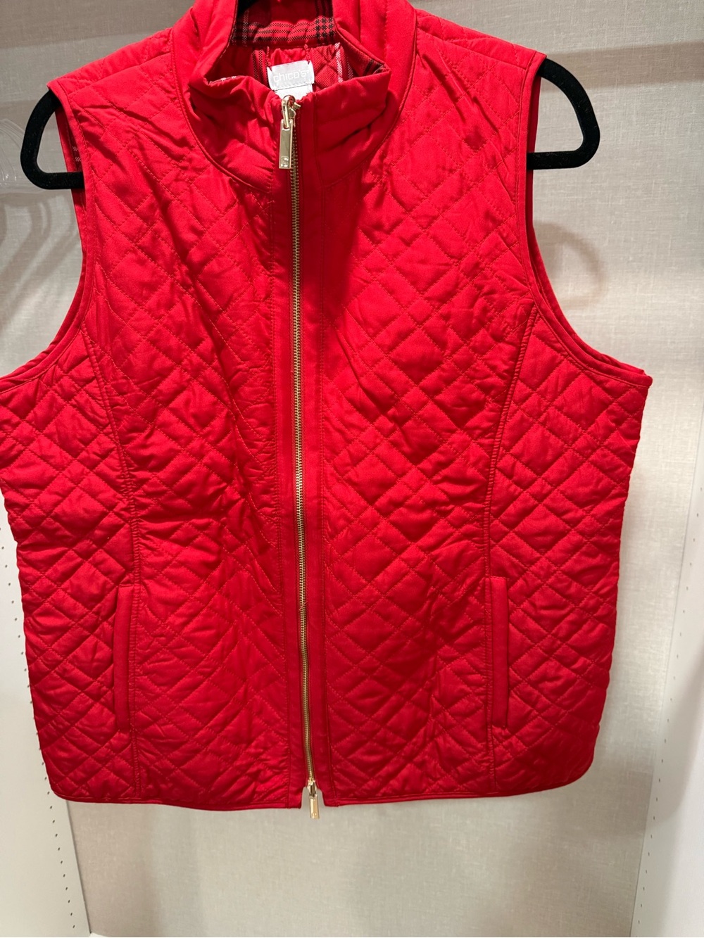Never worn - Chico's Reversible Quilted Bright Red Zip-Front Vest